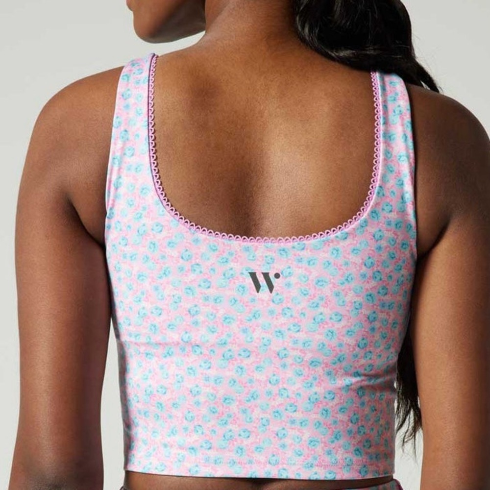 Wear It to Heart Thalia Ric Rac Tank in Shabby Chic Ditsy Pink Size S - Picture 2 of 8